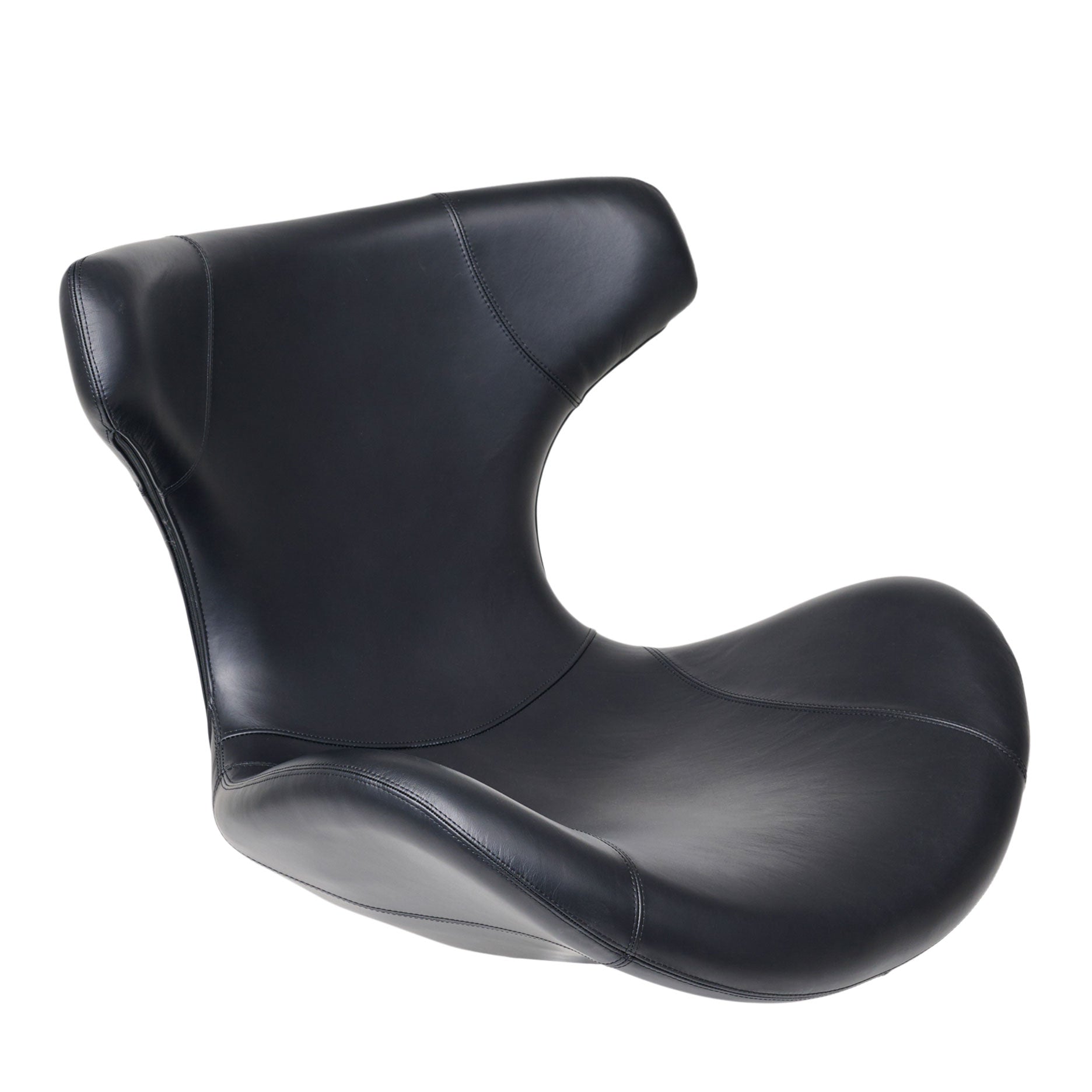 Kato Loungesessel Leder m. schwarzem Drehsockel